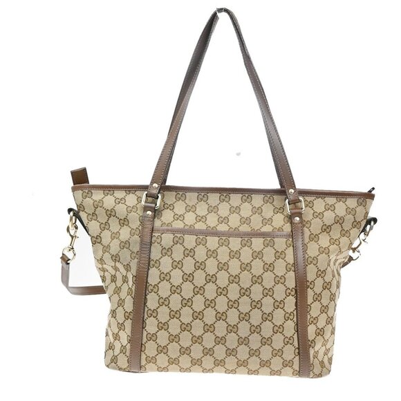 GUCCI GG Pattern 2Way Shoulder Hand Bag Canvas Leather Brown GHW Italy 34EE795 - Picture 3 of 16